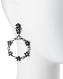 floral crystal open-drop earrings, blue/multi