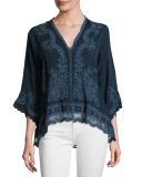 Embroidered V-Neck Blouse 