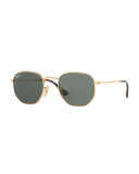 Monochromatic Hexagonal Sunglasses, Green/Gold