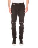 Moto Straight-Leg Denim Jeans, Black