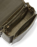 Round Flap-Top Crocodile Crossbody Bag, Army Green