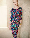Long-Sleeve Confetti Jersey Sheath Dress, Pink/Multicolor