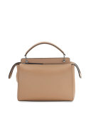 .COM Medium Floral Leather Satchel Bag, Nude