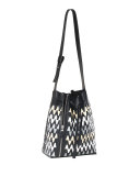 Leo Graphic Woven Medium Bucket Bag, Neutral/Black