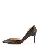 Galupump Laser-Cut Red Sole Pump, Black/Nude
