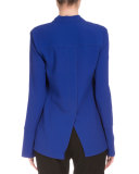 Long-Sleeve Tie-Neck Tunic, Cobalt