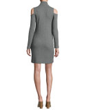 Cold-Shoulder Mock-Neck Sweaterdress