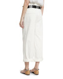 Lightweight Wide-Leg Cropped Pants, White