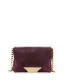 Ziggy Snake-Embossed Leather Crossbody Bag, Aubergine Serpent