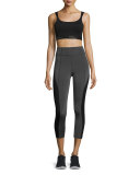 Colorblocked High-Rise Cropped Leggings, Gray/Black