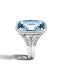 Faceted Topaz & Pavé Diamond Ring, 0.62 tdcw