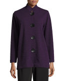 Textured Knit Mandarin-Collar Jacket, Petite