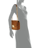 Sloan Large Quilted Suede Shoulder Bag, Dark Caramel