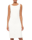Sleeveless Embellished-Front Sheath Dress, Pelican