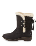 Akadia Back-Laced Fur-Lined Boot, Black