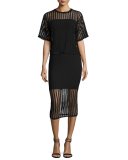 Lattice Jersey Midi Skirt, Black