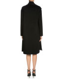 Draped-Front Cashmere Long Coat, Black
