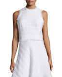 Sleeveless Fringe-Trim Crop Top, Sea Salt