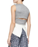 Sleeveless Top W/ Jersey Back 