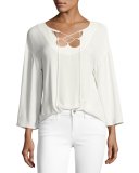 Mirrored Lace-Up Blouse, Off White