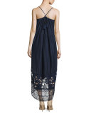 Tula A-Line High-Low Midi Dress, Dune Lace Embroidery