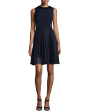 Sleeveless Pleated-Skirt Combo Dress
