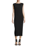 Marsiglia Sleeveless Plissè Column Dress, Black