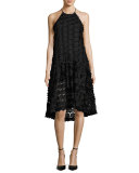 Sinead Sleeveless 3D Floral Cocktail Dress, Black