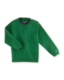 Cotton Crewneck Pullover Sweater, Green, Size 6-24 Months