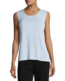 Knit Scoop-Neck Tank Top, Light Blue
