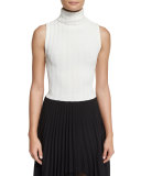 Mira Ribbed Knit Sleeveless Turtleneck Sweater