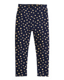 Alyssa Polka-Dot Leggings, Navy, Size 2-6