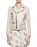 Classic Moto Leather Jacket, Rose Poudre