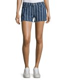Striped Denim Cutoff Shorts, Indigo