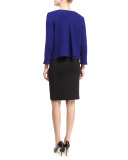 Asymmetric-Draped Swing Jacket, Royal Blue