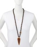 Wood Bead Arrowhead Pendant Necklace