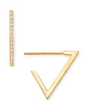 14k Pave Diamond Triangle Earrings