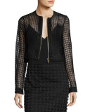 Chain Lace Cropped Jacket, Black