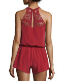 Nasiba Silk Halter Jumpsuit, Brick Red