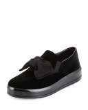 Bow Velvet Skate Sneaker, Black