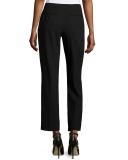 Cropped Gabardine Straight-Leg Pants, Black