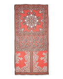 Silk Chiffon Paisley Patchwork Scarf, Red