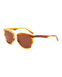 Volunteers Square Metal-Bridge Sunglasses, Tortoise/Gold