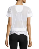 Perforated Mesh Cropped Sport Shirt, White
