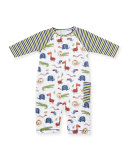 Jungle Rumble Striped Footie Pajamas, Navy, Size 0-9 Months