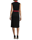 Valena Sleeveless Jersey Wrap Dress, Black/Scandal Red
