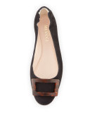 Rade Suede Buckle Ballerina Flat, Black