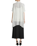 A-Line Crepe Midi Skirt, Black