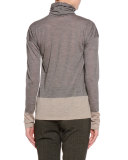 Two-Tone Turtleneck Sweater, Gray