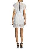 Belted Lace Cape Dress, Ivory